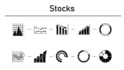 Stocks simple concept icons set.