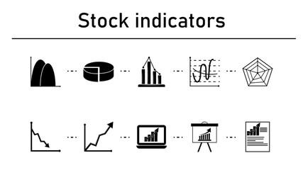 Stock indicators simple concept icons set.