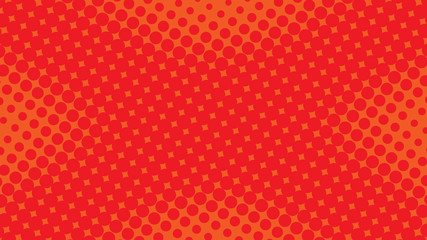 Red and orange pop art background in retro comic style with halftone dotted design, vector illustration eps10