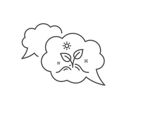 Leaves line icon. Chat bubble design. Grow plant leaf sign. Environmental care symbol. Outline concept. Thin line grow plant icon. Vector