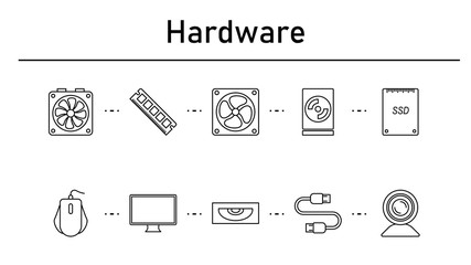 Hadrware simple concept icons set.