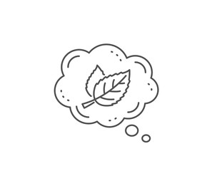 Leaves line icon. Chat bubble design. Nature plant leaf sign. Environmental care symbol. Outline concept. Thin line leaf icon. Vector