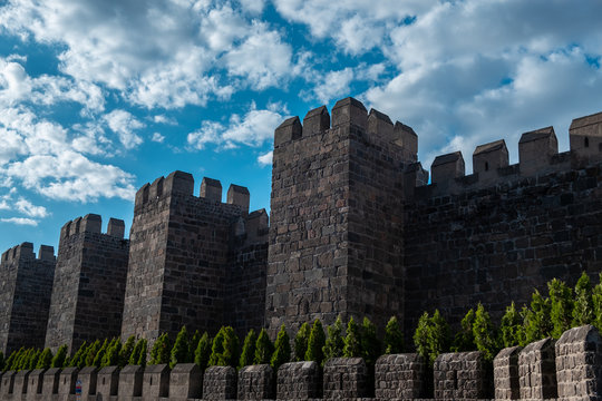Great castle walls, Kayseri fortress castle, Kayseri is a small city of Turkey