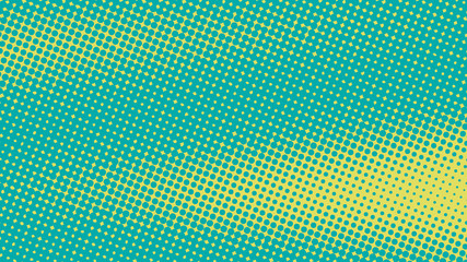 Teal and yellow pop art background in retro comic style with halftone dotted design, vector illustration eps10