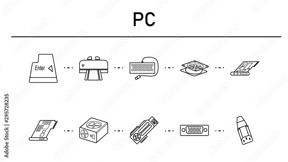 Poster pc simple simple concept icons set.