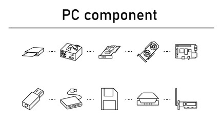 PC component simple concept icons set.