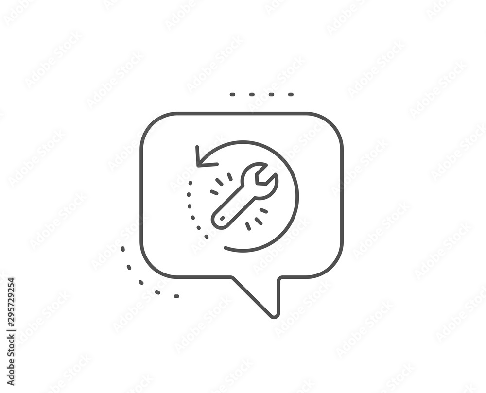 Poster recovery tool line icon. chat bubble design. backup data sign. restore information symbol. outline c