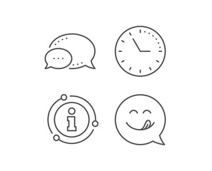 Yummy smile line icon. Chat bubble, info sign elements. Emoticon with tongue sign. Speech bubble symbol. Linear yummy smile outline icon. Information bubble. Vector