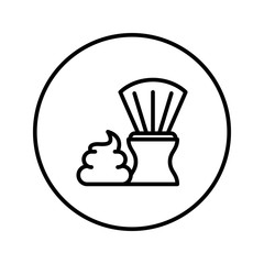 Shaving brush and foam. Icon. Editable Thin line. Vector illustration.