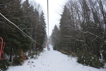 Climbing the chairlift to the Sovata ski slope