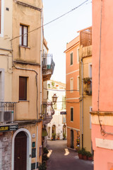 Taormina, Sicily, Italy. March 09, 2019. Corso Umberto, the main street in historical center of Taormina