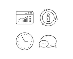 Website Traffic line icon. Chat bubble, info sign elements. Report chart or Sales growth sign. Analysis and Statistics data symbol. Linear web Traffic outline icon. Information bubble. Vector