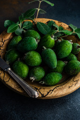Autumnal organic fruit feijoa