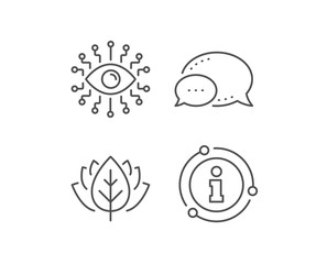 Artificial intelligence line icon. Chat bubble, info sign elements. All-seeing eye sign. Linear artificial intelligence outline icon. Information bubble. Vector