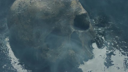 Skull In The Mud With Smoke Passing Over It