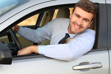 Elegant male driver with a gorgeous smile 