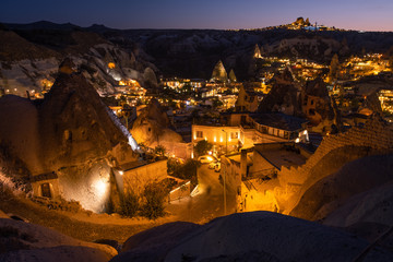 Night shot and city lights of Goreme Town, Cappadocia