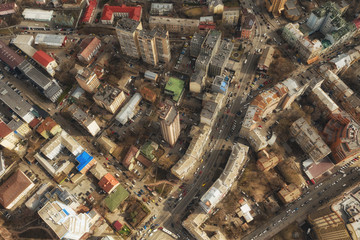 Kiev in Urkaine Drone photo of City center and sleeping areas