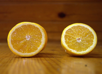 Oranges on a wooden table