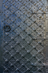 Closeup of the old door with fancy pattern