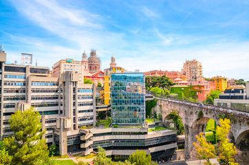 Obraz premium Panoramic view of Genoa (Genova) in a beautiful summer day, Liguria, Italy