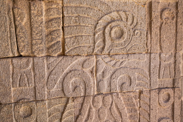 Murals of the Landmark Teotihuacan pyramids Mayan complex located in Mexican Highlands and Mexico Valley close to Mexico City
