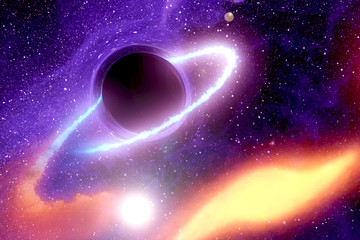 A black hole sucks in space and matter. Elements of this image were furnished by NASA.