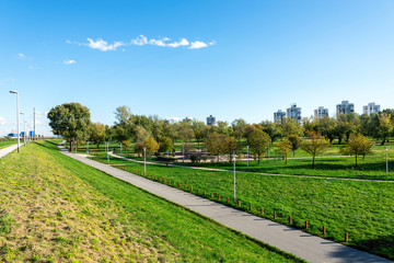 Panoramic view of beautiful and green Bundek city park, Zagreb, Croatia