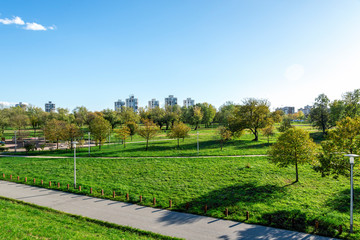 Panoramic view of beautiful and green Bundek city park, Zagreb, Croatia