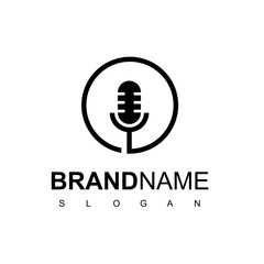 Microphone Logo For Podcast Business Company Symbol