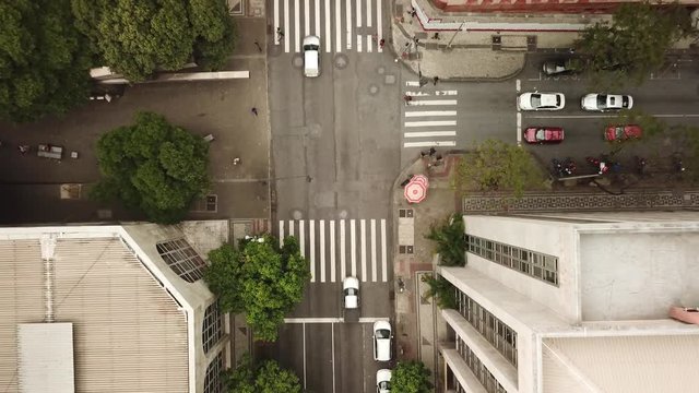 Aerial top view of Espirito Santo Street in Belo Horizonte, Minas Gerais, Brazil.