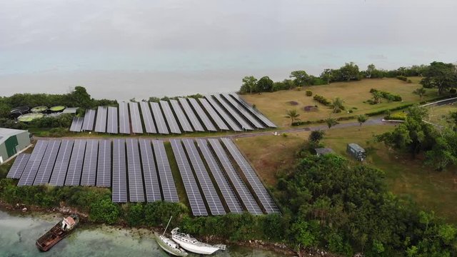 solar panel energy plant on an island for alternative energy