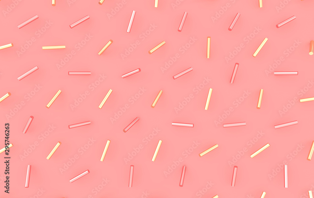 Poster abstract geometric shapes. computer generated minimalistic background with golden cylinder shapes. 3