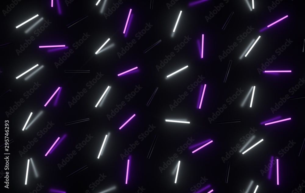 Aufkleber computer generated minimalistic background with glowing neon cylinder shapes. abstract geometric sha