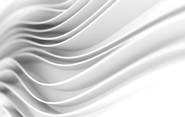 Obraz na płótnie Canvas Abstract white waves 3d rendering. Modern minimal design