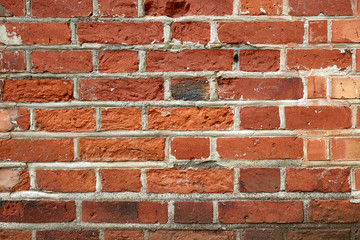 Red brick wall background.  Stone wall. Brickwork texture. Pattern.