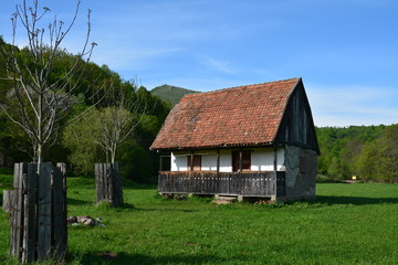 a small house isolated on a field