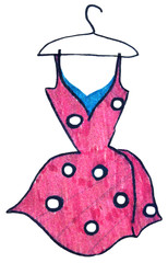 Marker sketch pink dress on white background