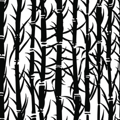 Seamless black and white vintage Japanese bamboo sumi textile pattern vector