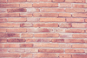 brick wall of red color, wide panorama of masonry,old red brick wall texture background
