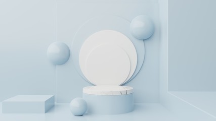 Winner podium abstract composition with blue background.