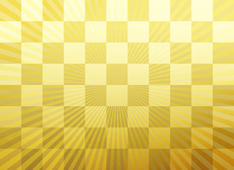 背景：市松模様 シンプル 金 ゴールド グラデーション 集中線 放射