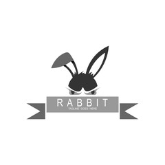 Rabbit logo design vector, black and white logo