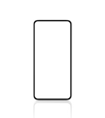 Smartphone with blank screen isolated on white background, 3d illustration