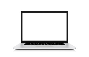 Laptop with blank screen isolated on white background, clipping path, 3d rendering