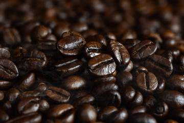 closeup background of arabica coffee beans