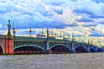 Troitsky bridge over the Neva river in St. Petersburg