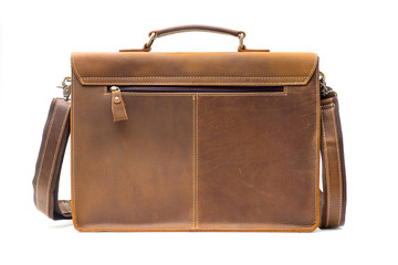New Genuine Nubuck Leather Messenger Bag on iSolated White Background.