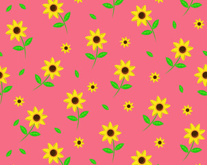 Creative sunflower pattern background with pink color. vector illustration