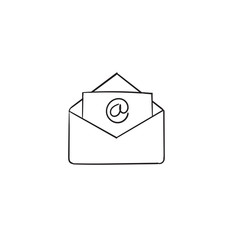 Open envelope handdrawn Line mail symbol for email, website design, mobile application, ui. vector